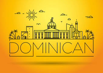 Minimal Dominican Republic City Linear Skyline with Typographic