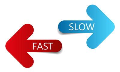 Two color arrows with text fast and slow