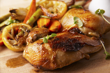 Tuscan grill chicken with grill vegetables cut