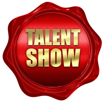 talent show, 3D rendering, a red wax seal