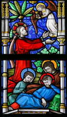 Fototapeta na wymiar Stained Glass - Jesus in the Garden of Gethsemane