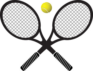 tennis rackets and ball