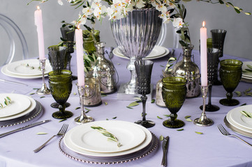 Wedding decoration for banquet with olive tree