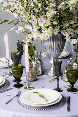 Wedding decoration for banquet with olive tree