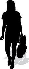 Vector silhouette of the girl with purchases