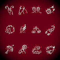 Horoscope Zodiac Star signs, vector set.