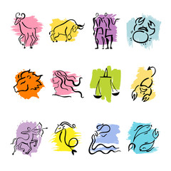 Horoscope Zodiac Star signs, vector set.