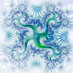 Plasma discharge. Neon Glow. Kabbalistic sign. Mysterious psychedelic relaxation wallpaper. Fractal abstract pattern. Digital artwork creative graphic design.