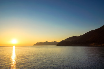 Sunset off the coast of Italy