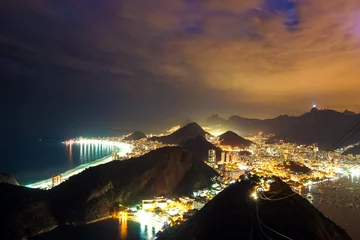 Crédence de cuisine en verre imprimé Copacabana, Rio de Janeiro, Brésil Image de nuit de Rio de Janeiro, Brésil