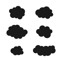 Stoff pro Meter Clouds silhouettes. Vector black cloud icons set. © legolena