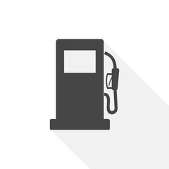 Petrol icon, gas station sign with long shadow
