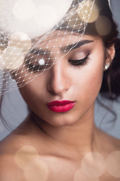 Beautiful Bride In Veil And Fascinator