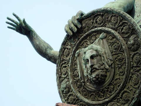 Monument to Minin and Pozharsky in Moscow, Russia, details