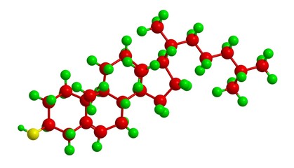 Molecular structure of cholesterol, 3D rendering