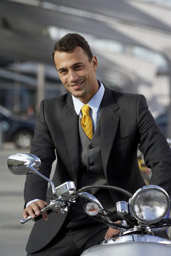 A businessman a motorbike, Denmark.