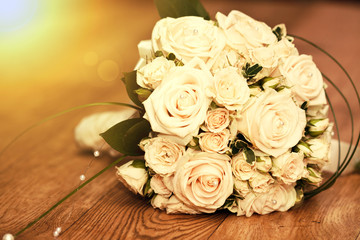 Wedding bouquet of white roses