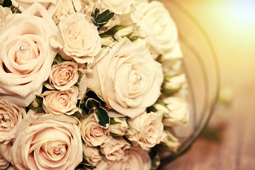 Wedding bouquet of white roses