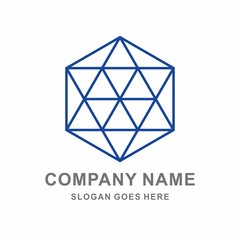 Fototapeta premium Geometric Hexagon Triangle Thin Line Vector Logo Template