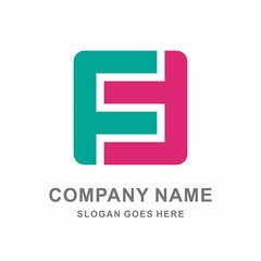 Monogram Letter F & F Square Vector Logo Template