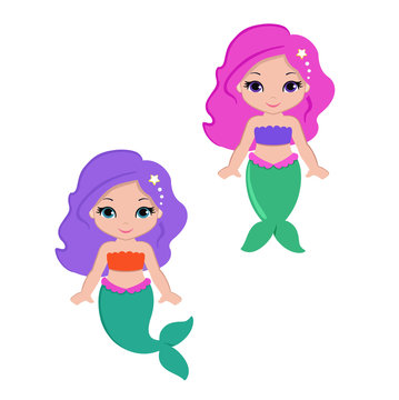 Cute little mermaid.Vector illustration.