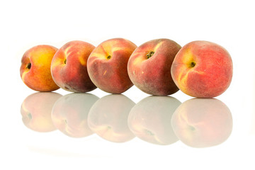 Peaches on a white background