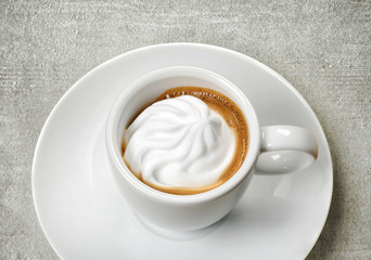 cup of espresso with whipped cream