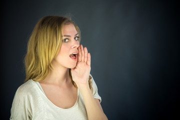 female model attractive woman on plein background with copy spac