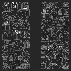 Doodle vector icons Merry christmas and happy new year