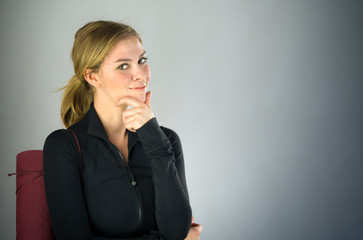 female model attractive woman on plein background with copy spac