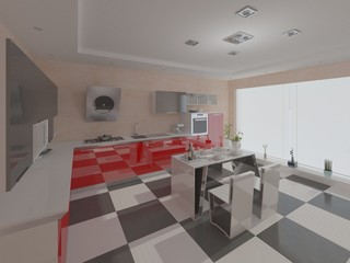 Comfortable bright kitchen with stylish furniture.