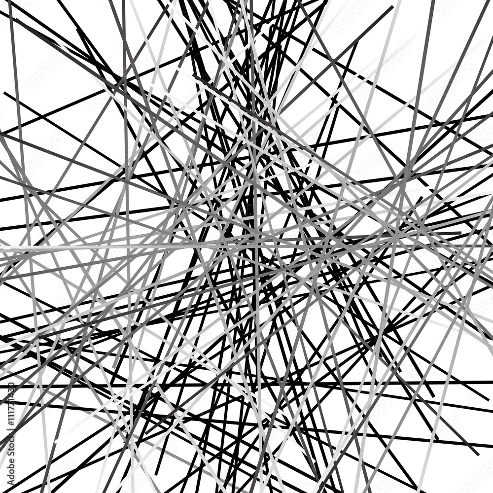 Poster random, scattered irregular lines abstract uncolored pattern