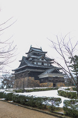 冬の松江城の天守の風景