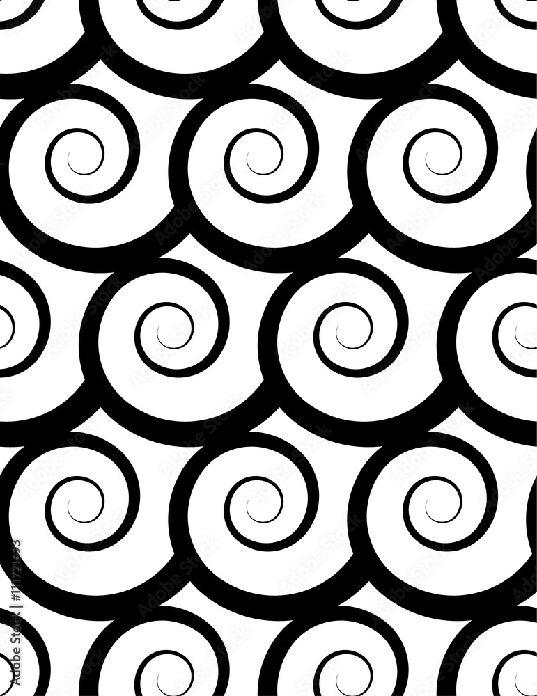 Poster seamless pattern with spiral. monochrome repeatable pattern.