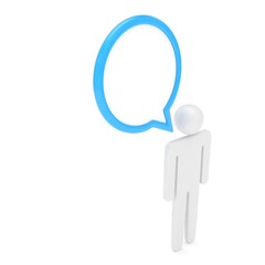 3d man with talk bubbles isolated over a white background. 3d rendering.
