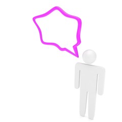 3d man with talk bubbles isolated over a white background. 3d rendering.