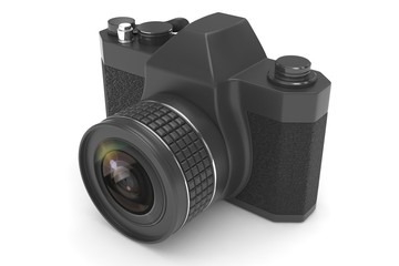 Retro camera isolated on  white background. 3d rendering.