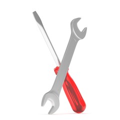 3D Illustration Wrench and screwdriver, service concept