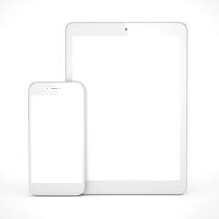 Tablet and smartphone on a white. 3d rendering.