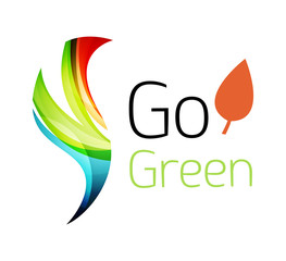 Abstract eco leag logo design made of color pieces - various geometric shapes