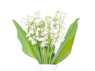 Lily of the valley bouquet in white vase