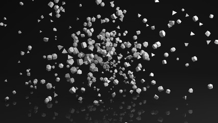 Chaotic Polygon particles abstract 3D render