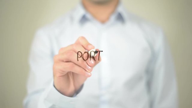 Portal , Man writing on transparent screen