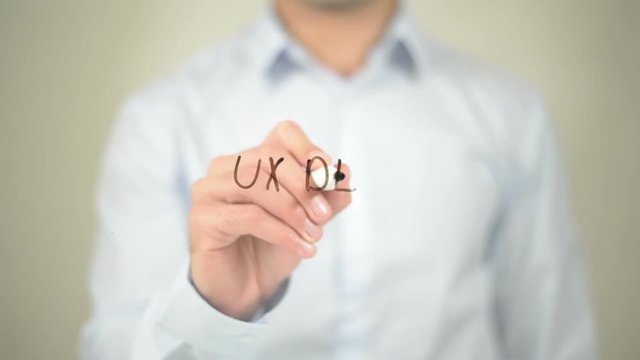 Ux Design, Man Writing on Transparent Screen