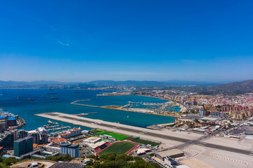 Naklejka na ściany i meble View from the top of the rock of Gibraltar on the city