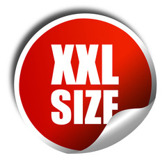 xxl size, 3D rendering, a red shiny sticker