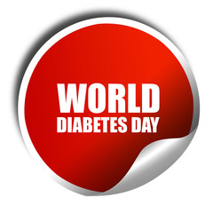 world diabetes day, 3D rendering, a red shiny sticker