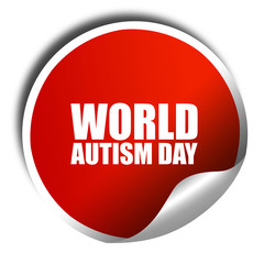 world autism day, 3D rendering, a red shiny sticker