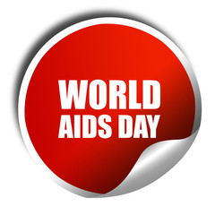 world aids day, 3D rendering, a red shiny sticker