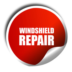 windshield repair, 3D rendering, a red shiny sticker